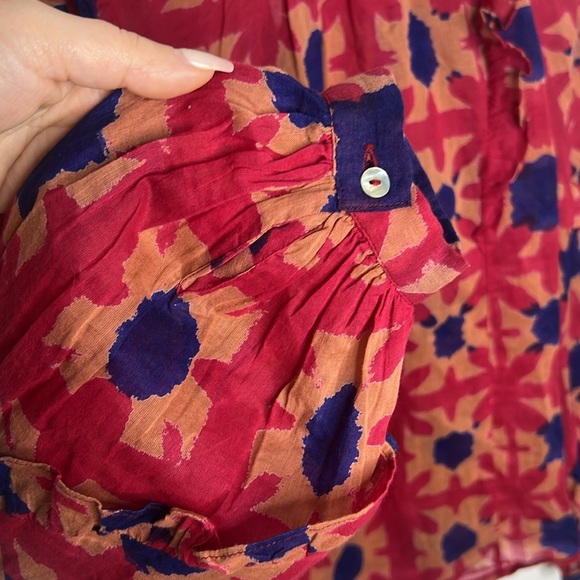 Banjanan Margot Shibori Clamp Dye Geometric Print Blouse - Picture 5 of 16